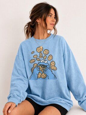 SD Mystery Machine Crewneck Sweatshirt Light Blue Cute Retro